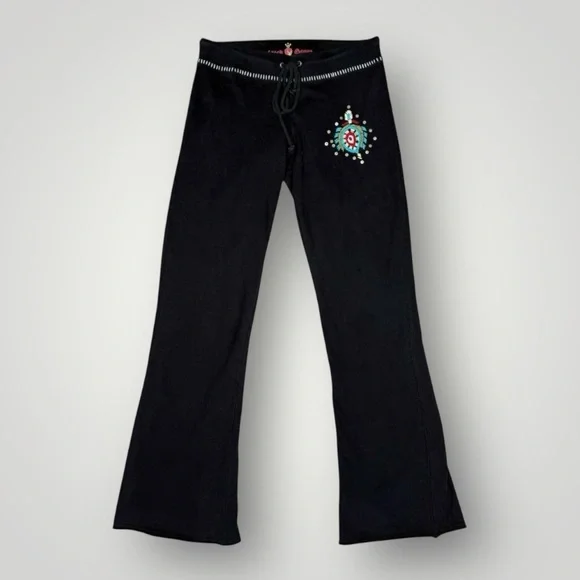 Vintage Y2K SET ‘Twisted Heart’ ♥️ Embroidered Hoodie & Flare Lounge Pants, Med - Picture 10 of 12